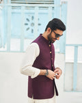 Burgundy Suiting Waistcoat - Round Cut - Men