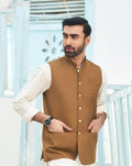 Camel Suiting Waistcoat - Round Cut - Men