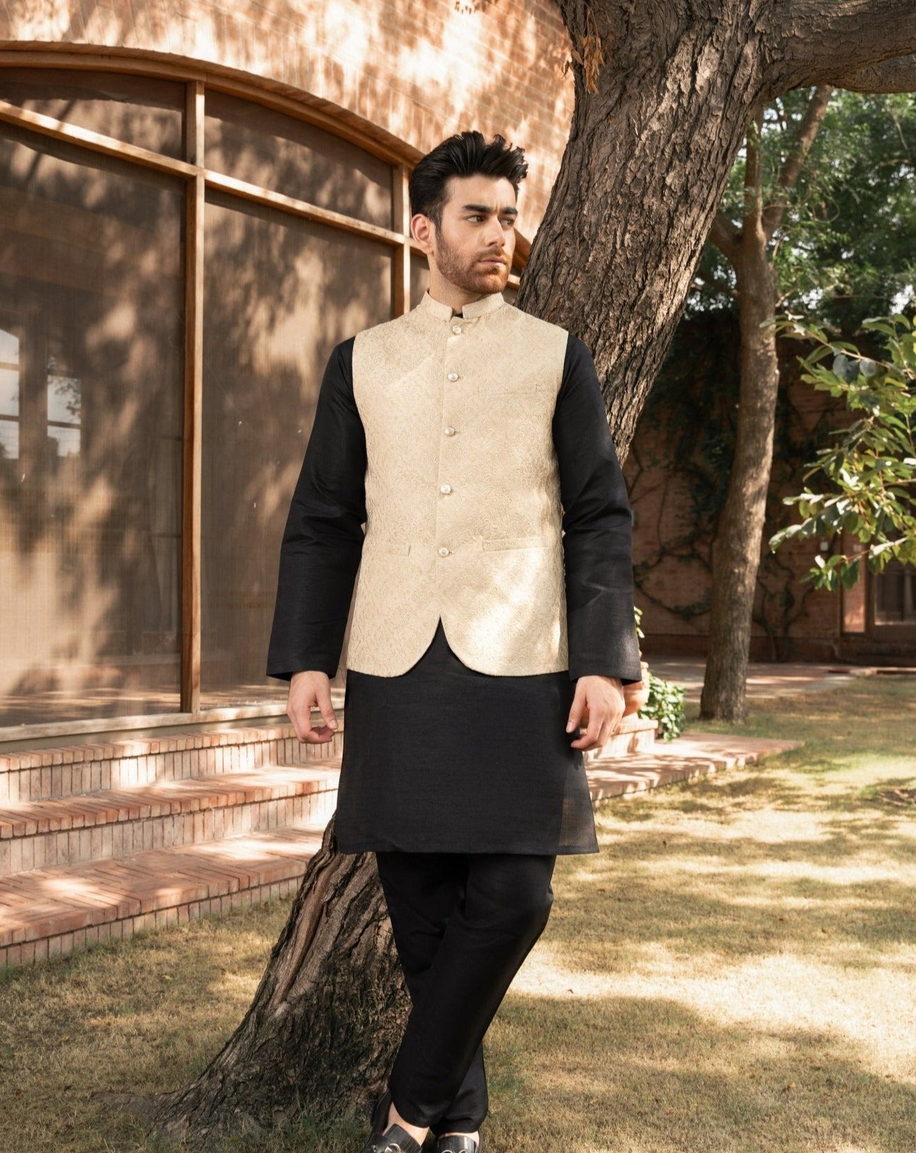 Ivory Waistcoat for Men Wedding Outfit Muraqsh Festive Groom Outfits