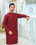 Maroon Cotton Kurta Trouser - Men