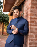 Navy Blue Suiting Waistcoat - Round Cut - Men