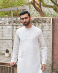 Off White Cotton Kurta Trouser - Men