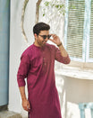 Textured Wine Cotton Kurta - MuraqshMuraqsh